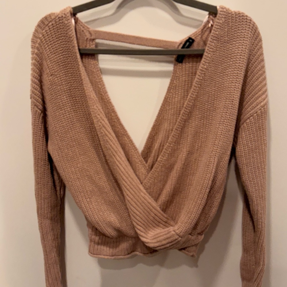 Women's Pink Wrap Sweater